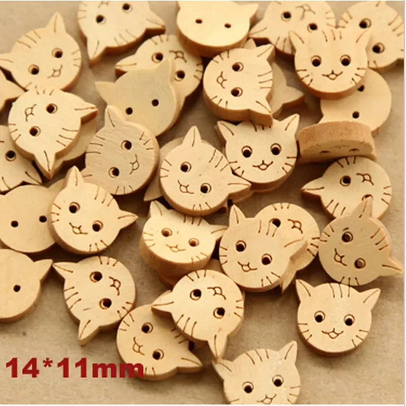 

Little Cat Fashion Wood Buttons Children Garment Accessories Jewelry Beads 7NK53