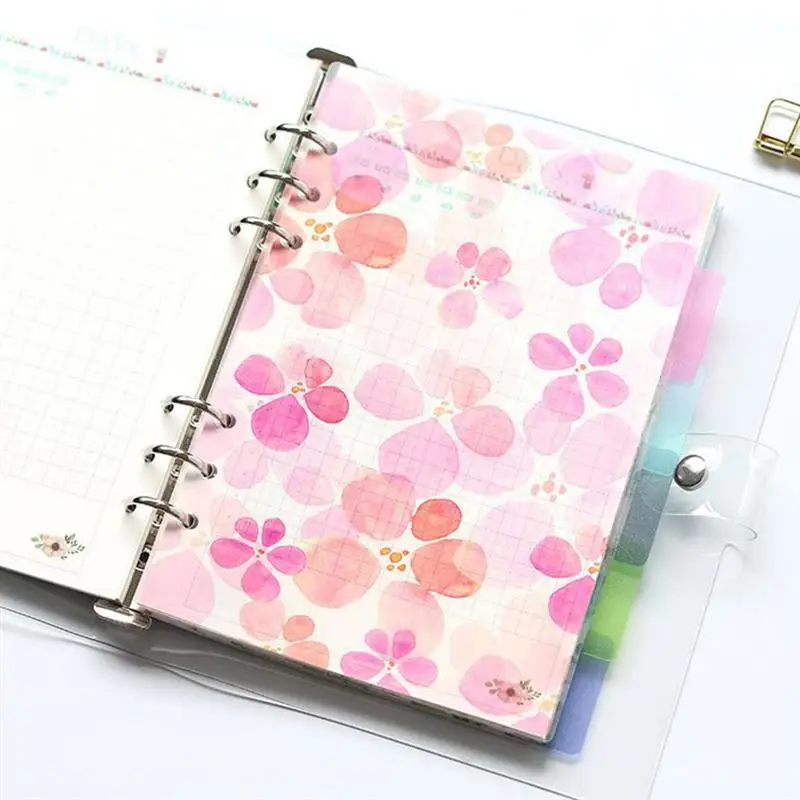 

6pcs A5 Notebook Binders Dividers Set 6 Holes Ring Colored Divider Index Page Tab Cards Tab for Notebook Accessories