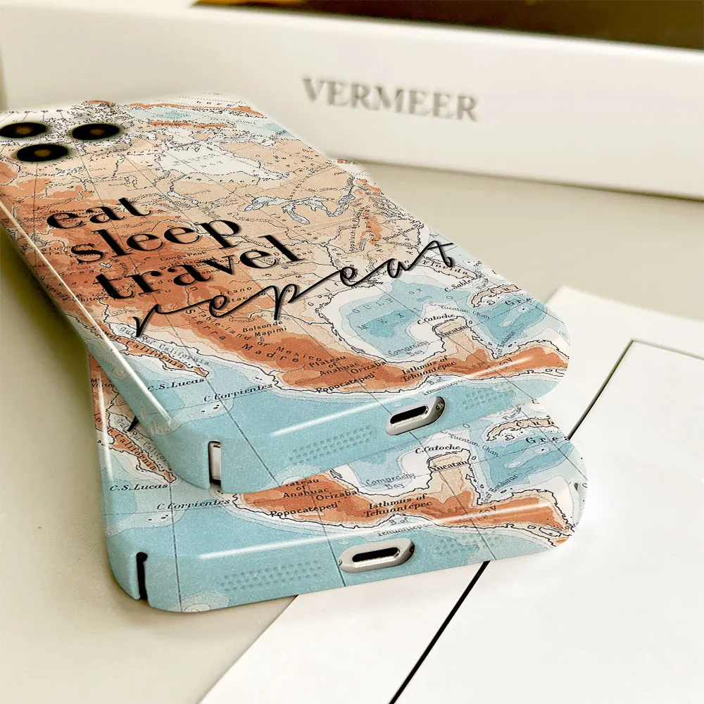 Phone Case For Apple iPhone 14 13 12 11 Pro Mini XS X Max XR SE 8 7 6S 6 Plus Full Printed Hard Film Case World M-Map Travel