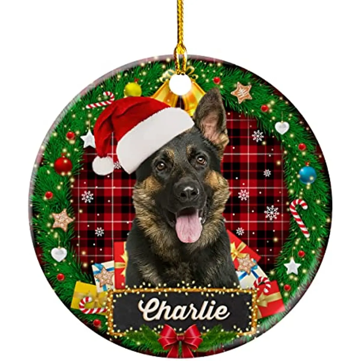 

Personalized German Shepherd Christmas Ornament Custom Dogs Name Customized Puppy Dog Ornaments Ceramic Keepsake Gifts