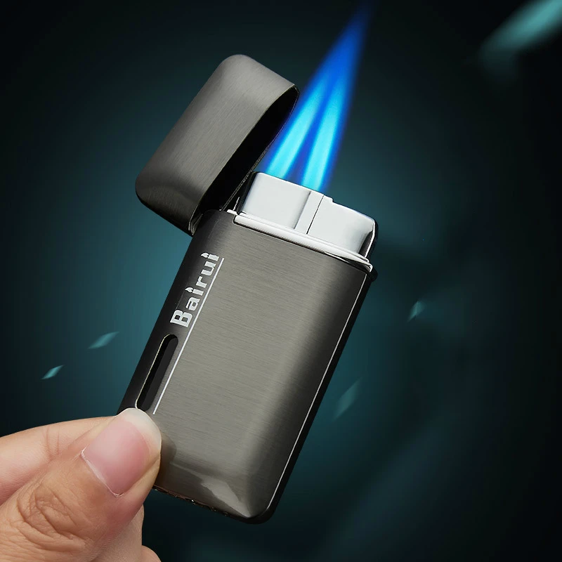 

Double Straight Into The Blue Flame Lighter Windproof Metal Lighter Portable Inflatable Ligjter Cigar Accessoried Men Gift