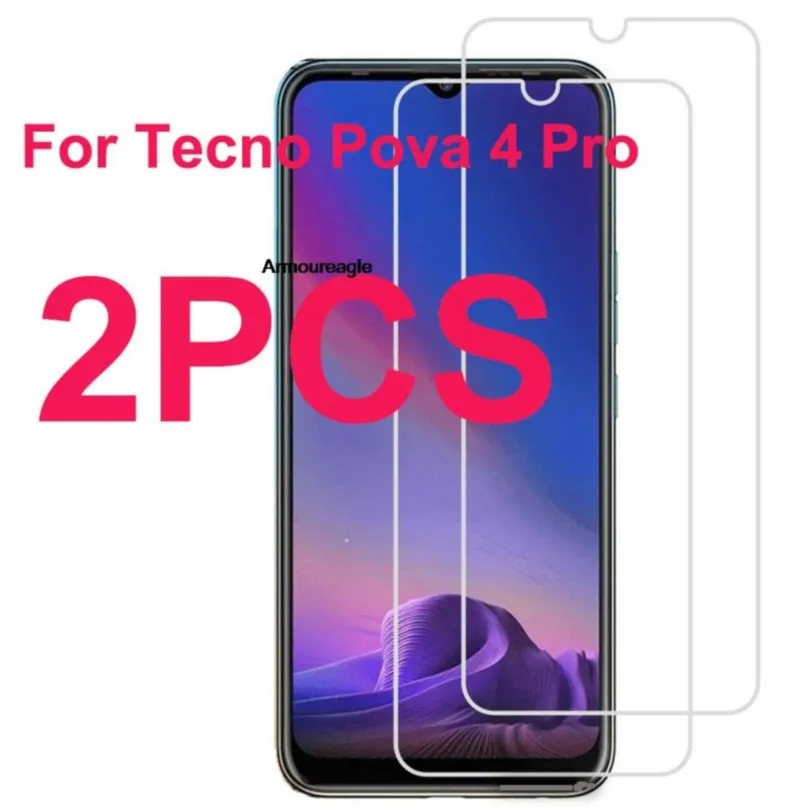 

2pcs tempered glass safety on for tecno pova 4 pro tecnopova4pro pova4pro pova4 4pro protective film screen protector cover