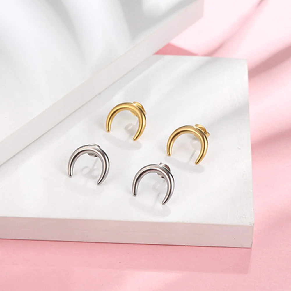 Серьги-гвоздики TGNEL Moon для женщин серьги из нержавеющей стали модные ювелирные