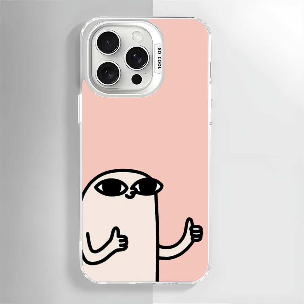 Забавный чехол для телефона K-Ketnipz Bean iPhone 16 15 14 13 12 11 Pro Max белый матовый лазерный