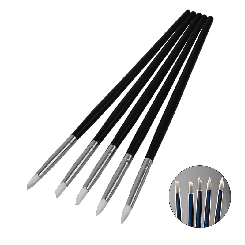 

Nail Art Tools 5pcs/set Nail Carving Embossing Pen Nail Glue Pen Super Soft Silicone Pen Small Head Professional Nail Supplies