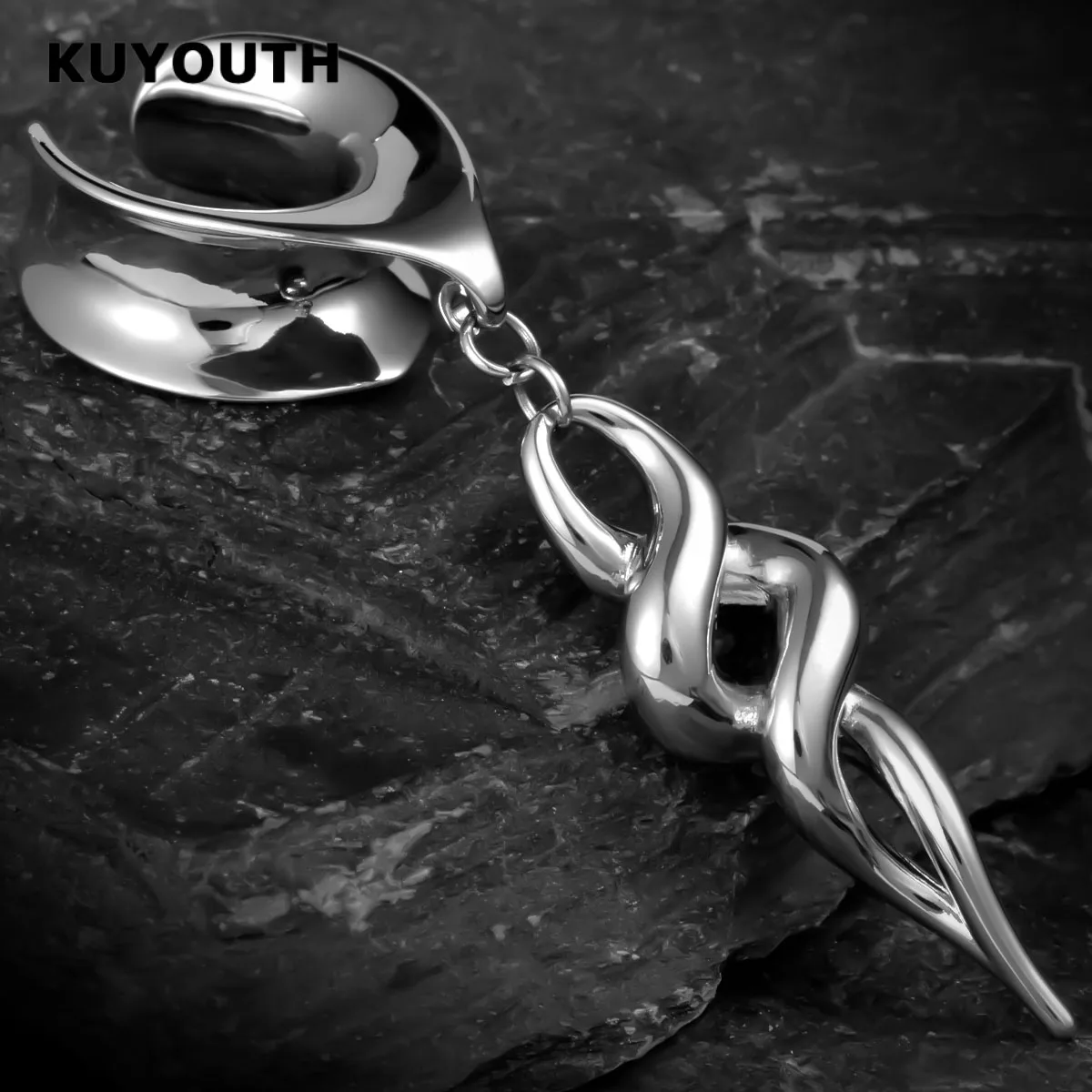 KUYOUTH Спиральный кулон Медные расширители для ушей Датчики Носилки Серьги Туннели