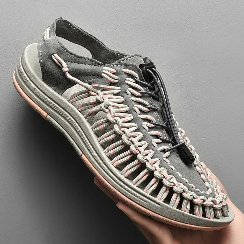 

Women Shoes Sandals Woven Summer Couple Casual Beach Shoes Elastic Breathable Light Men Roman Sandals Flats Loafers Sneakers 46