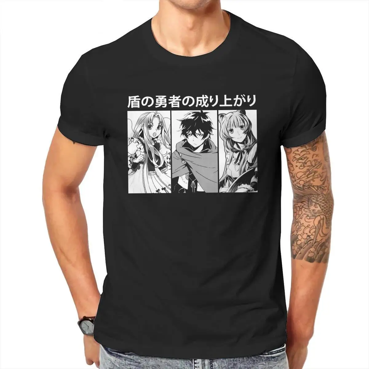Rising of the Shield Hero Manga  Men's T Shirt Tee Shirt Short Sleeve Round Collar T-Shirts 100% Cotton Gift Idea Clothing