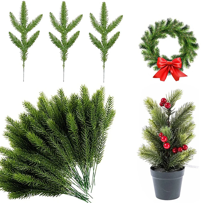 

65Pcs Artificial Pine Needles Branch Simulation Plant Flower Arranging Accessories For Christmas Trees Decorative Florals