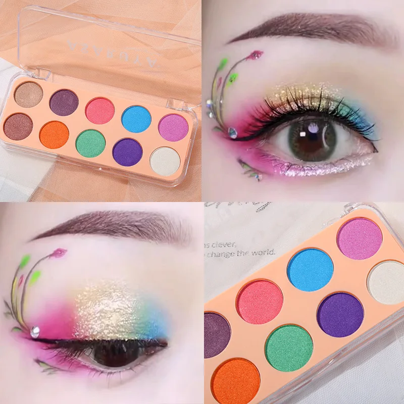 

Палитра теней для век, 10 цветов, яркие художественные мерцающие блестящие тени для век, легкие в окрашивании, классная Косметика для макияжа...