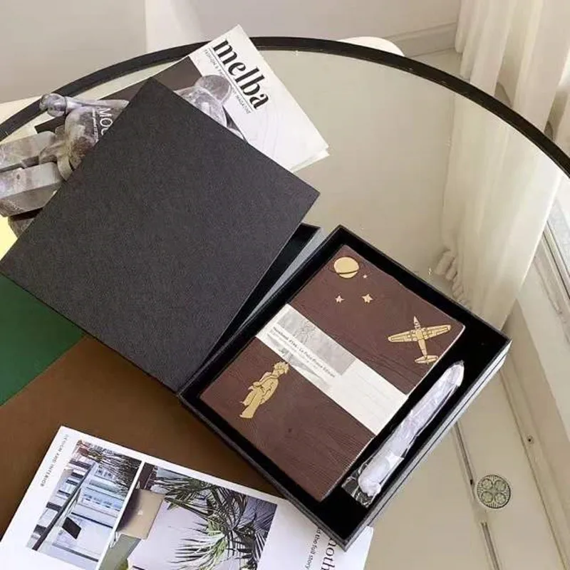 

A5 Leather Little Prince Collection Note Notebook Set Leather Journal and Pen Art Writing Journal Note Notepad Luxury Notebook