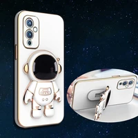 astronaut bracket plating phone holder case for oneplus one plus 10 9 9r 9t 8 8t pro coque stand soft back cover
