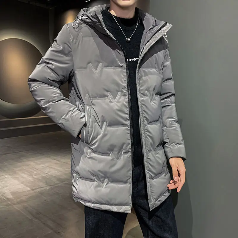 

High End New Brand Casual Fashion Mens Duck Down Jacket with Hood Black Windbreaker Puffer Coats Winter Jacket Mens Clothes C15