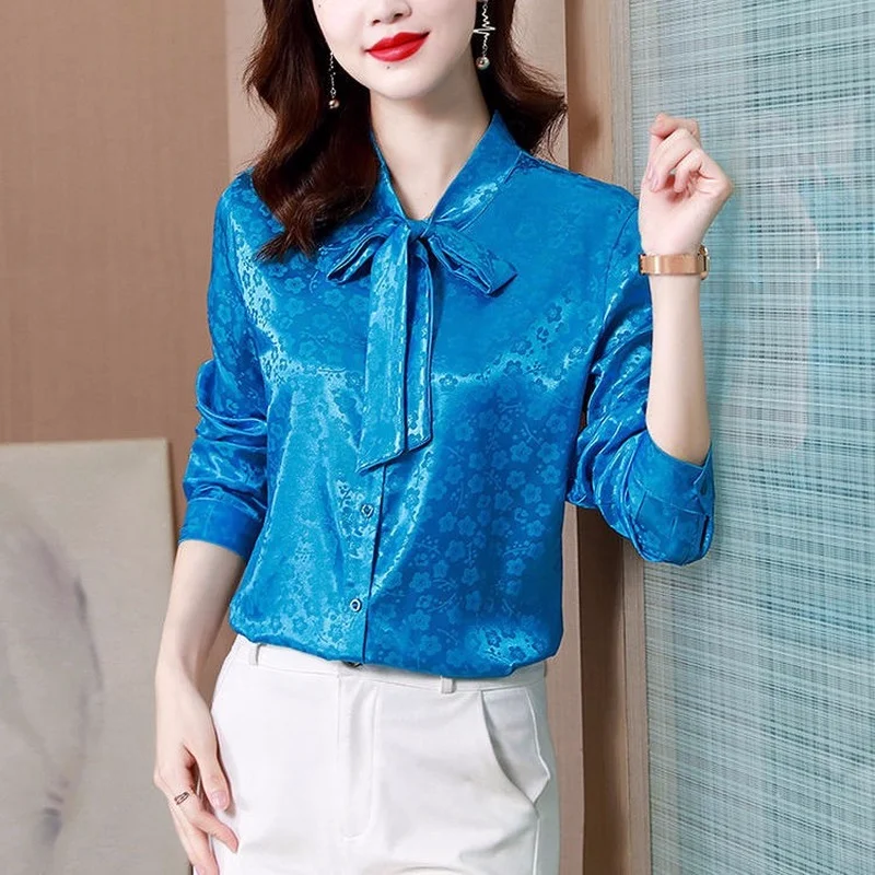 

Korean shirt ladies casual shirt long sleeve shirt female 2022 fashion print splicing temperament long sleeve blouse shirt