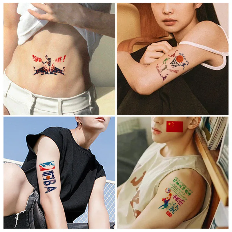 Крутой спортивный веер водостойкие Временные татуировки устойчивые к поту