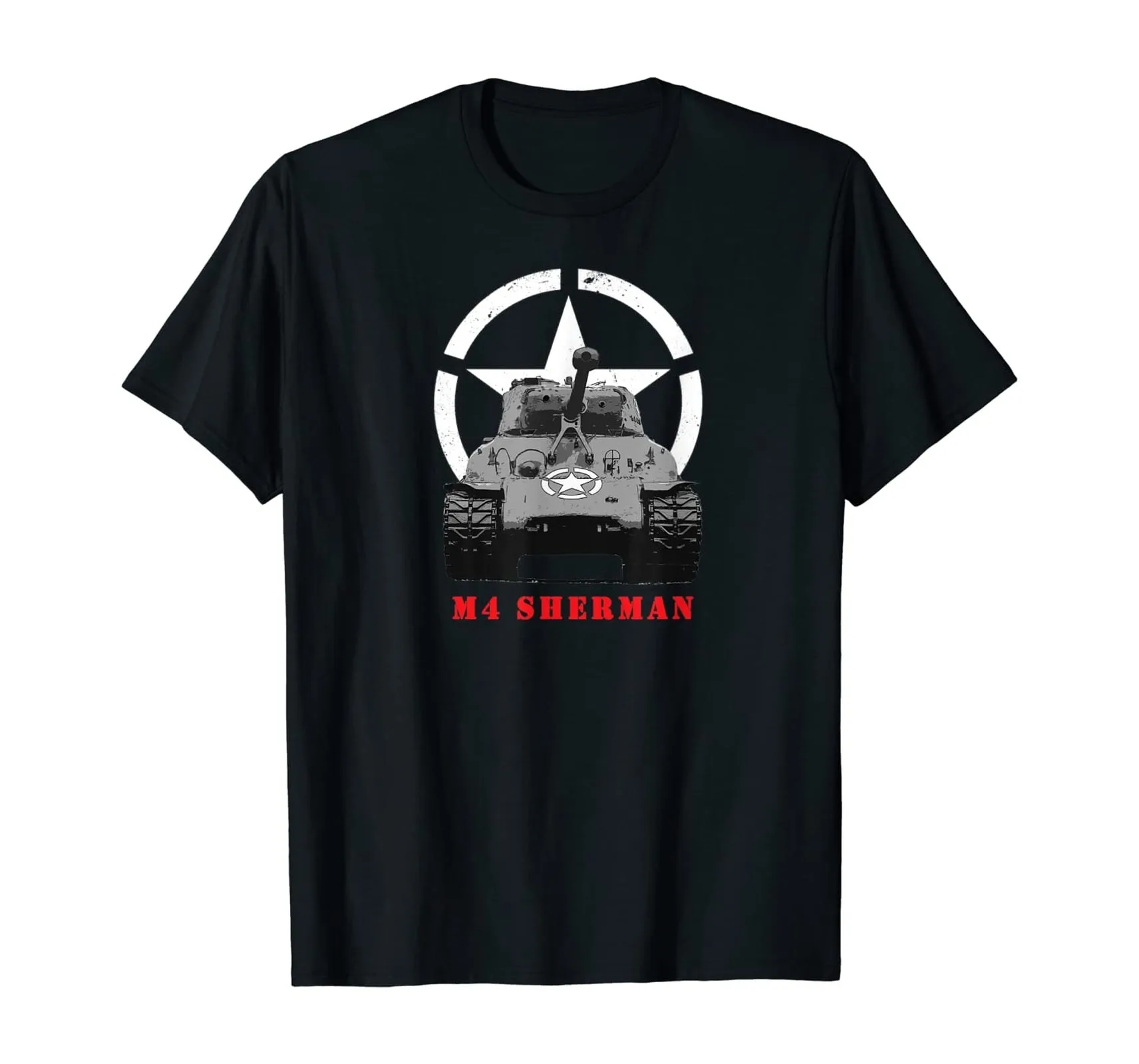 

WW2 American Army Tank Panzer Armure M4 Sherman Tank T-Shirt Summer Cotton O-Neck Short Sleeve Men's T Shirt New Size S-3XL