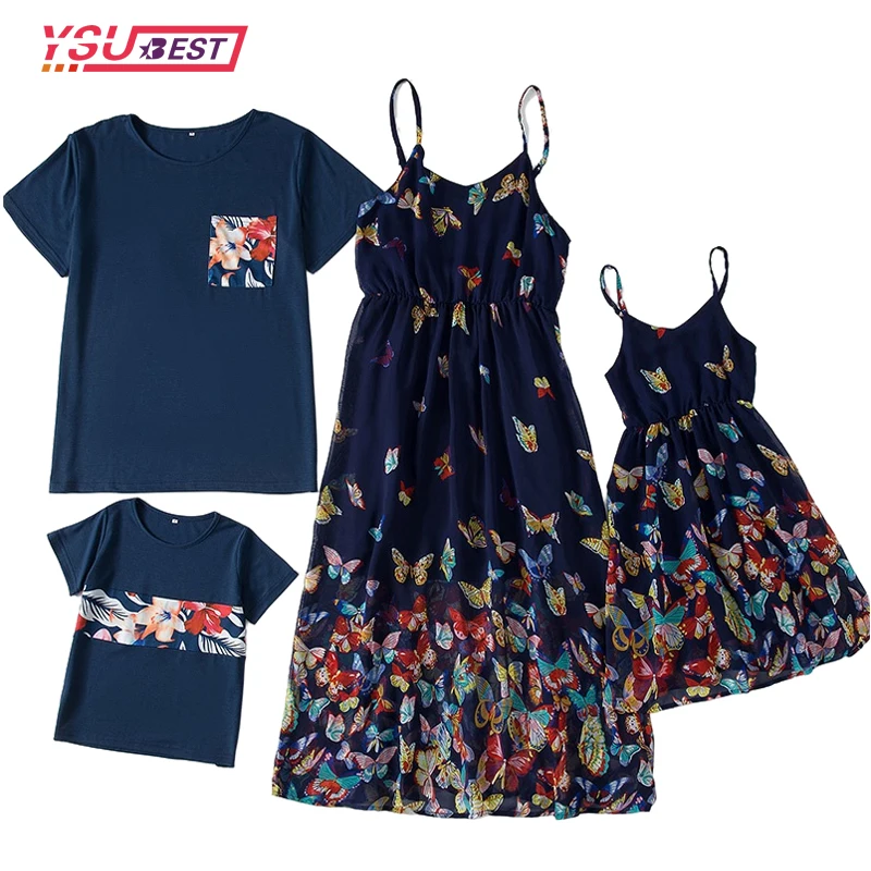 Семейный отец 2022 семейный образ комплект платье для мамы и дочери Летнее Длинное