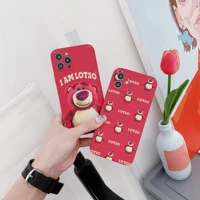 disney lotso cartoon bear phone cases for iphone 13 12 11 pro max xr xs max x 78plus couple anti drop soft cover gift