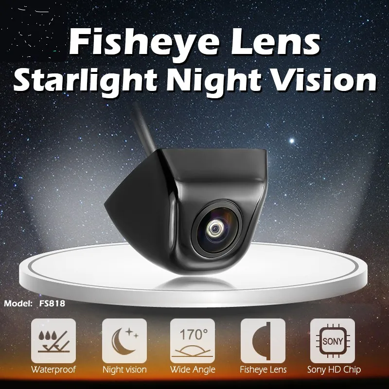 

MeyRton 170 Degree Fish Eye Lens Starlight Night Vision Vehicle Rear / Front View Camera low-light level 15m visible Car Camera