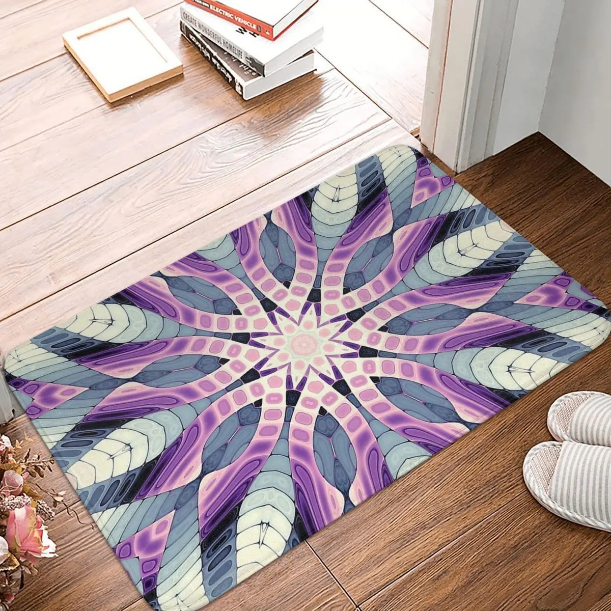 

Mandala Deco Non-slip Doormat Purple Art Nouveau Style Living Room Bedroom Mat Prayer Carpet Indoor Modern Decor