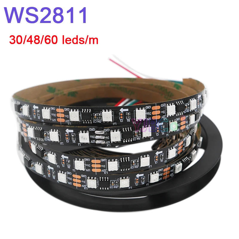 Светодиодная ленсветильник SMD WS2811 5050 RGB 12 В постоянного тока 30 60