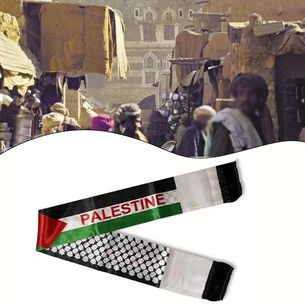 

1 шт., атласный шарф с принтом в виде флага Палестины, 130 см