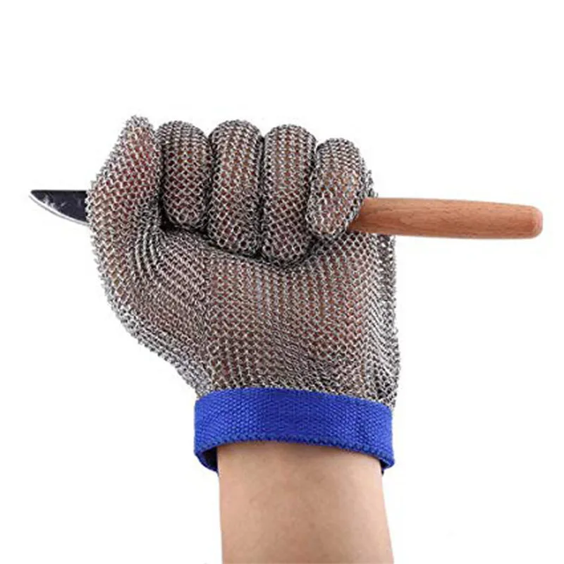 

Stainless steel wire grade 5 anti-cutting knitting gloves factory slaughter clothing cutting kill fish metal gloves