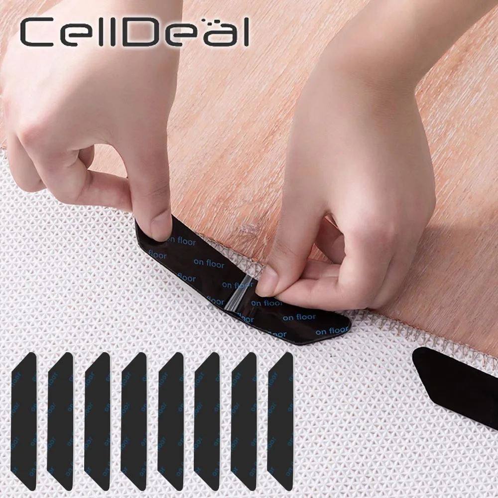 

8Pcs Carpet Anti-slip Anti Curling Patch Self-adhesive Non-slip Mat Stickers Reusable Washable Home Floor Rug Doormat Grippers