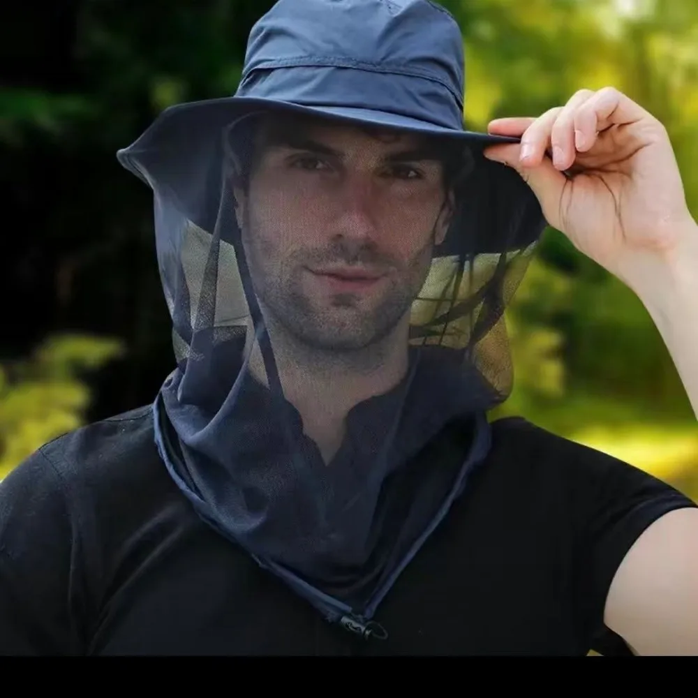 Летняя Солнцезащитная шляпа от комаров для рыбалки дышащая Рыбацкая с УФ-защитой
