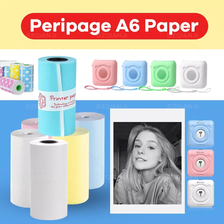 

NEW 58mm White Thermal Label Sticker Paper Roll Notes Paper and Case for Peripage A6 Portable Bluetooth Printer Paper Printing