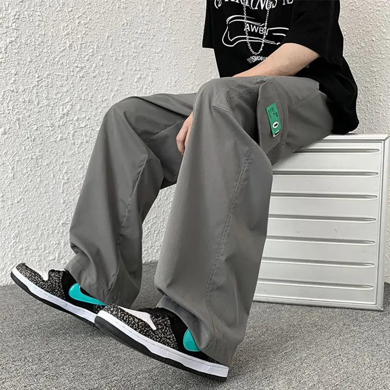 Брюки мужские с завышенной талией повседневные Универсальные однотонные