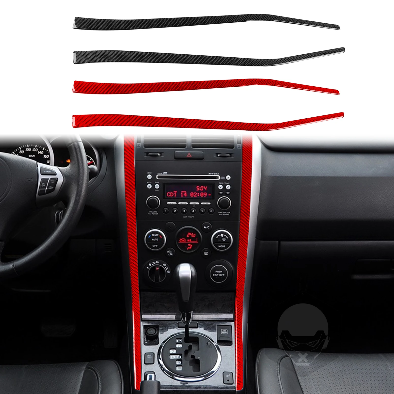 Фото Для Suzuki Grand Vitara 2006-2013: накладка на панель центральной консоли и боковую панель переключения передач, из настоящего карбона, аксессуары для интерьера, наклейки №2