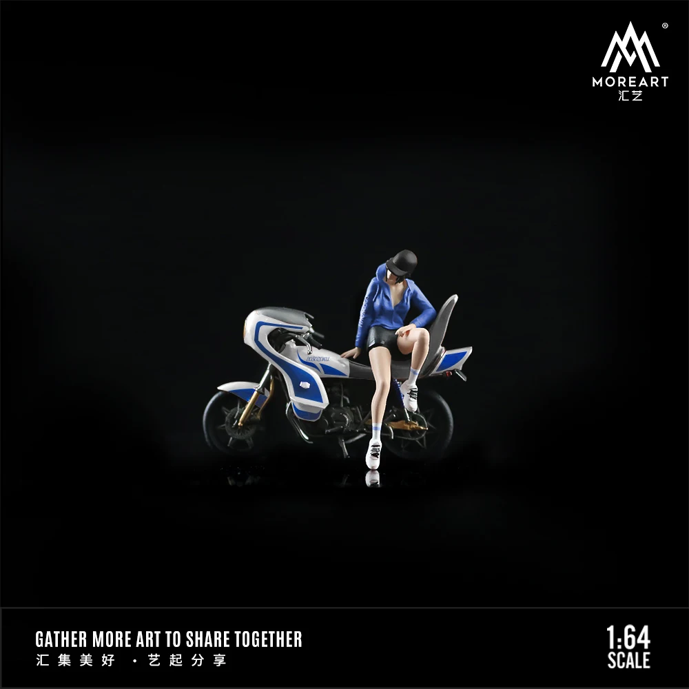 Больше Art1:64 Девушка-мотоцикл модель персонажа из смолы миниатюрное украшение