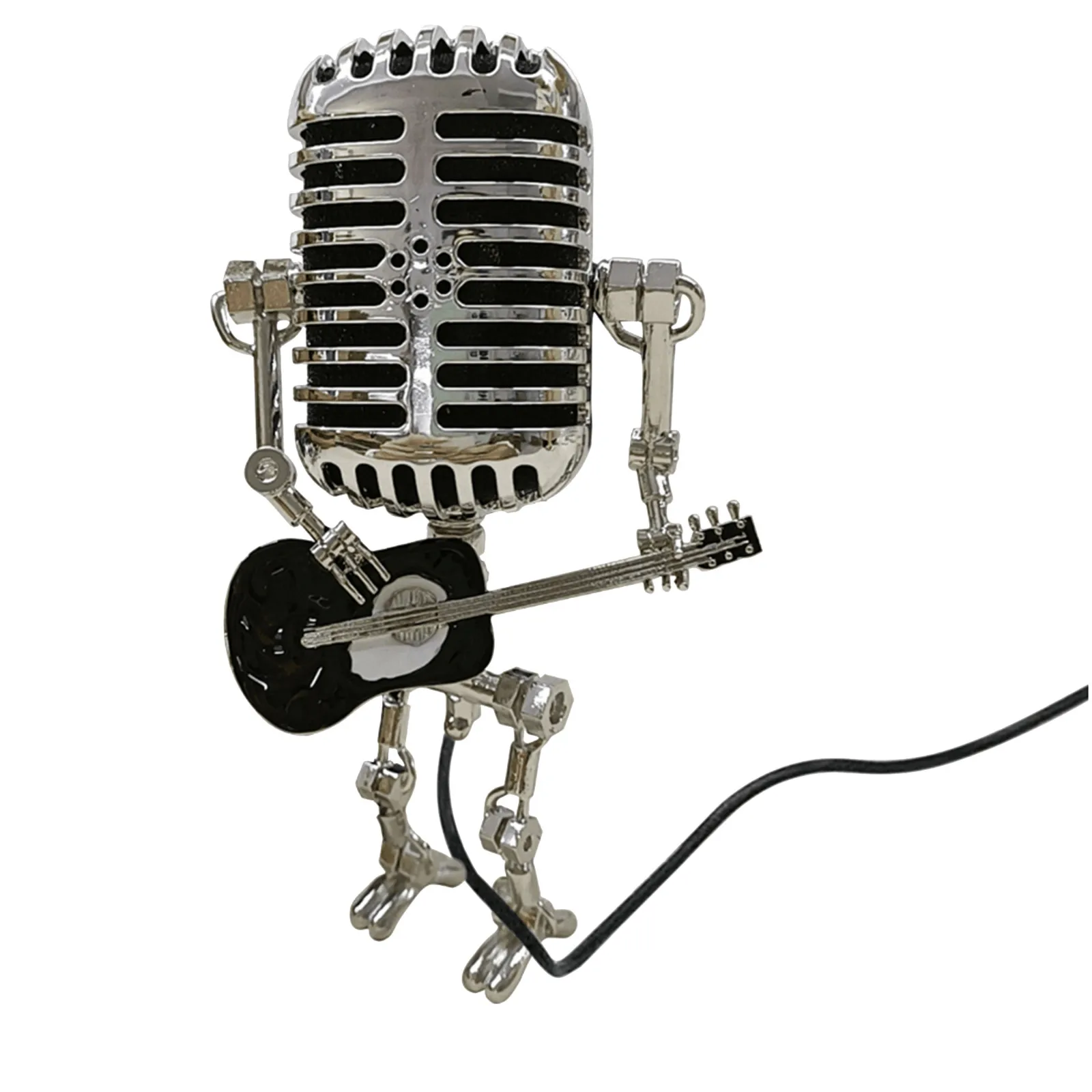 Винтажная настольная лампа в стиле ретро с микрофоном и орнаментом