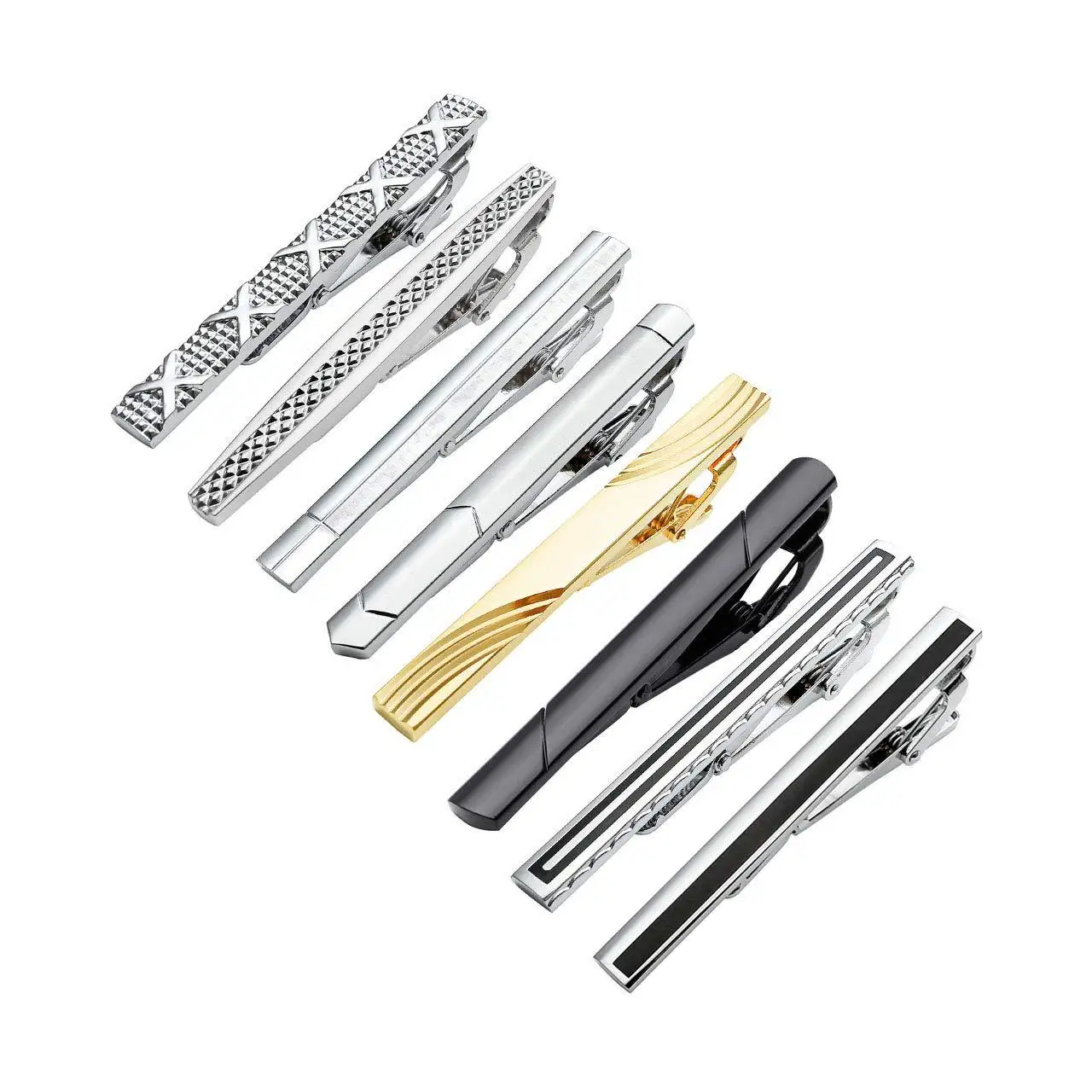 Купи Men Fashion Tie Clip Stainless Steel Electroplated Silver Gold Black Lapel Clip Business Necktie Clip Pin Suit Accessories Gifts за 83 рублей в магазине AliExpress