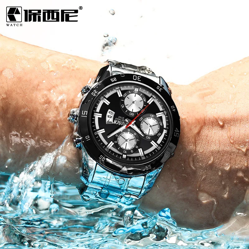 Часы наручные мужские кварцевые с большим циферблатом и хронографом - купить по