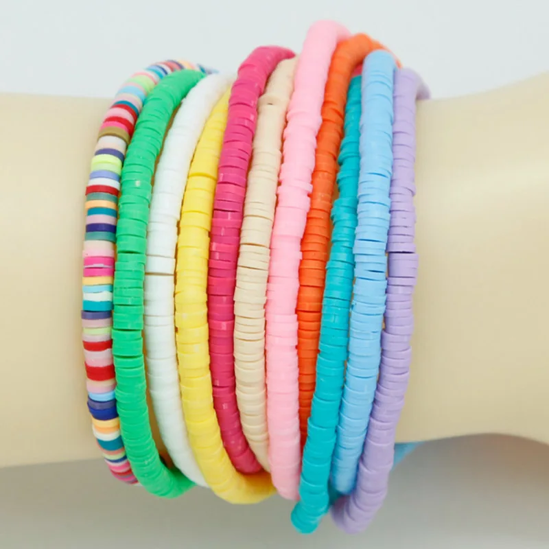 

39cm/String 3/4/5/6/mm Clay Beads For Jewelry Making Mix Color Fimo Slices Vinyl Beads Spacers DIY Jewelry Bracelet Necklace