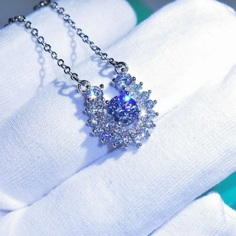 

Disney Moissanite Full Diamond Pendant Necklace Clavicle Chain925Silver Ladies Kuchao Personality Affordable Luxury