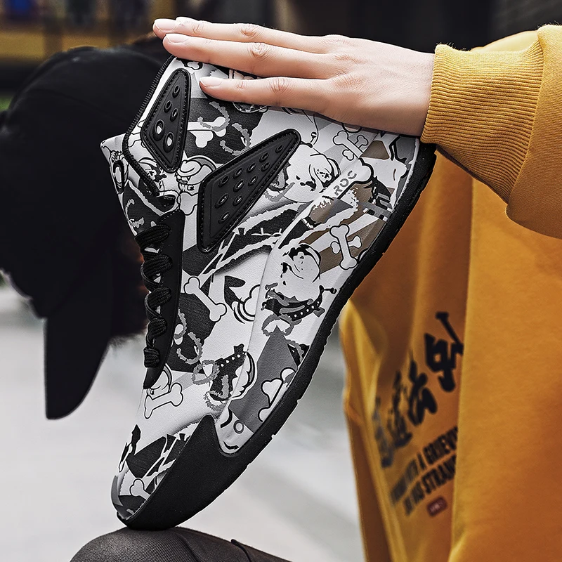 Graffiti Youth Men's And Women's Series Basketball Shoes High-top Autumn And Winter Non-slip Wear-resistant Fashion Trend