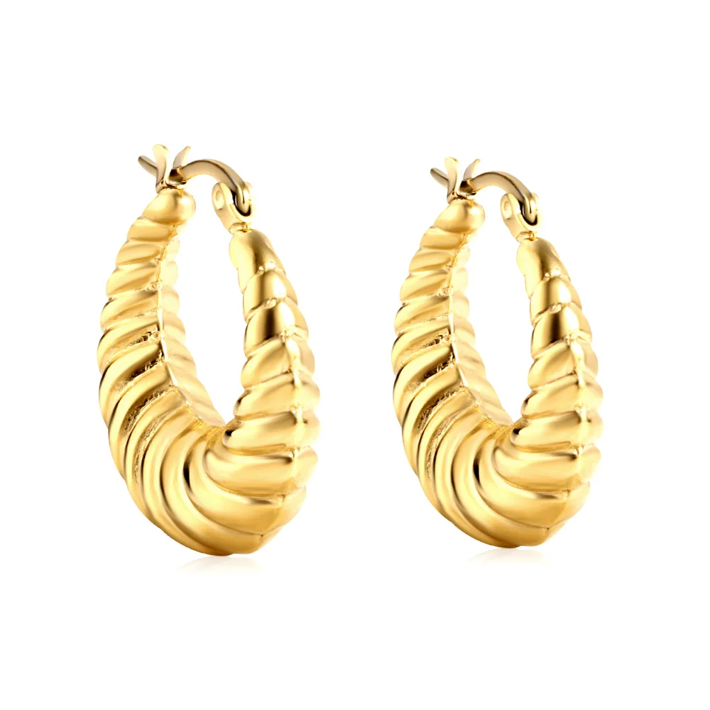 

Stainless Steel Croissant Hoop Earrings Fashion Gold Plated For Women Fashion Korean Jewelry Cерьги Party Gift