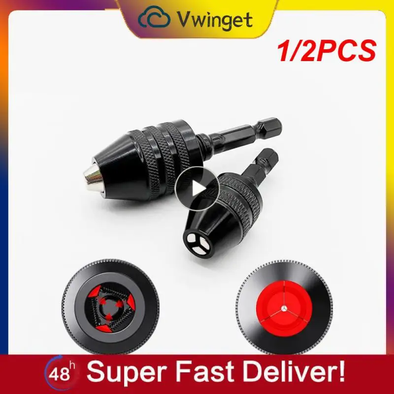

1/2PCS Keyless Drill Bit Chuck 6.35mm Self-Tighten Electric Drill Bits Collet Fixture Tools Hex Shank Quick Change Converter