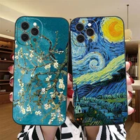 vincent van gogh starry night flower phone case for iphone 13 12 11 pro max mini x xr xs 8 7 6s plus mona lisa david soft cover