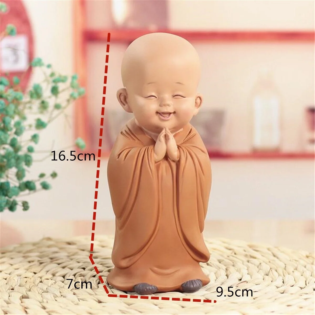 Small/Large Cute Resin Craft Buddhist Buddha Statue Monk Sculpture Car Home Decor images - 6