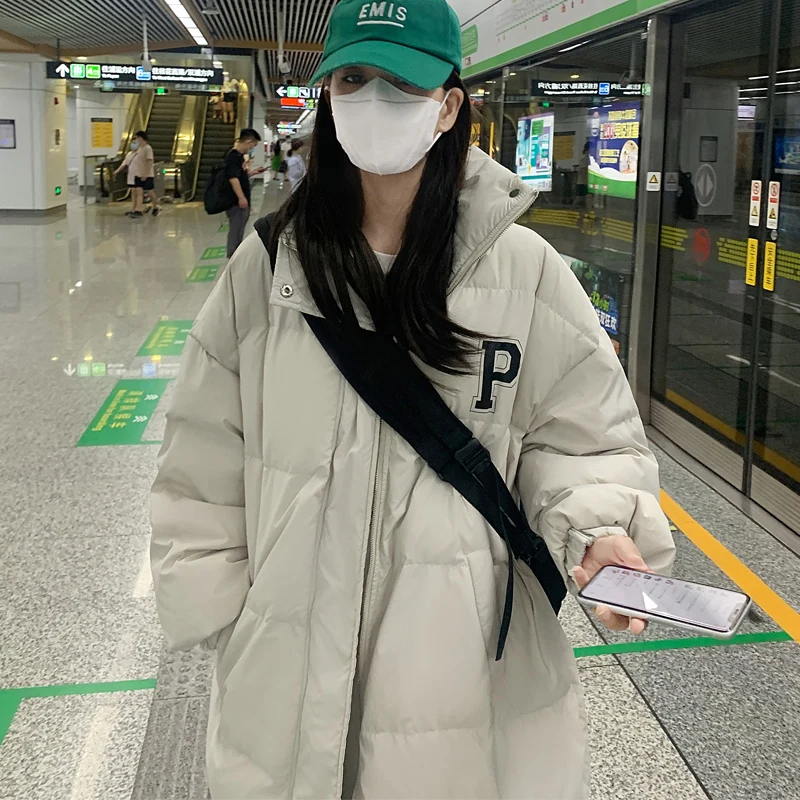 2022 winter fashion new down cotton parka women's alphabet type winter coat long thick padded jacket warm women's jacket trend