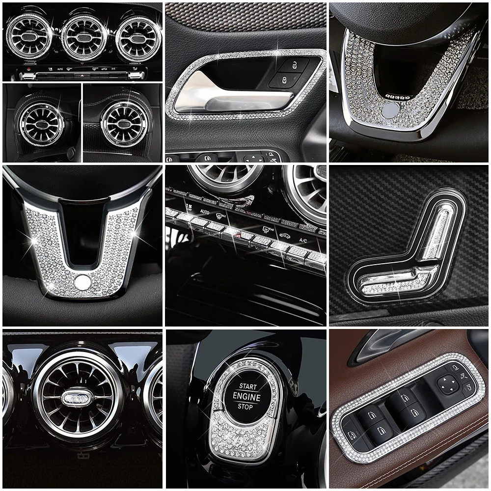 

For Mercedes Benz CLA Class 2020 2021 Car Interior Center Console Part Refit Crystal Trim Accessories Decorate Diamond Cover