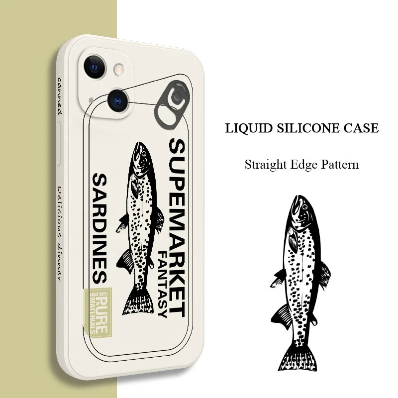 

Canned Fish Phone Case For iPhone 13 12 11 Pro Max Mini X XR XS MAX SE2020 8 7 Plus 6 6S Plus Cover