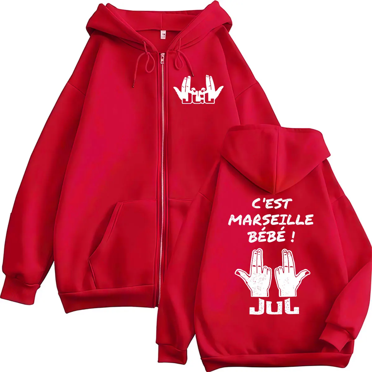 Фото Худи на молнии JUL C'est Marseille Bébé Tour 2026, унисекс, повседневная модная толстовка оверсайз, винтажная куртка с длинным рукавом и капюшоном №3