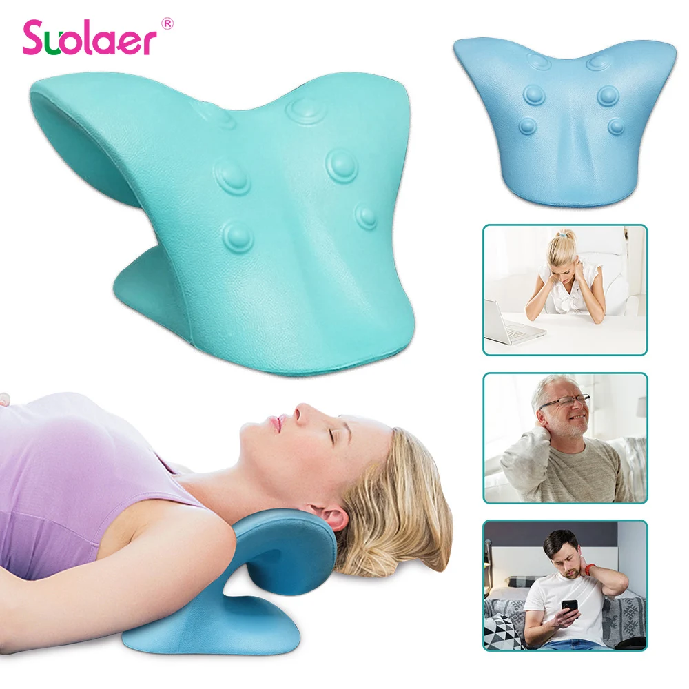 

SUOLAER Neck Shoulder Stretcher Relaxer Cervical Chiropractic Traction Device Pillow for Pain Relief Cervical Spine Alignment