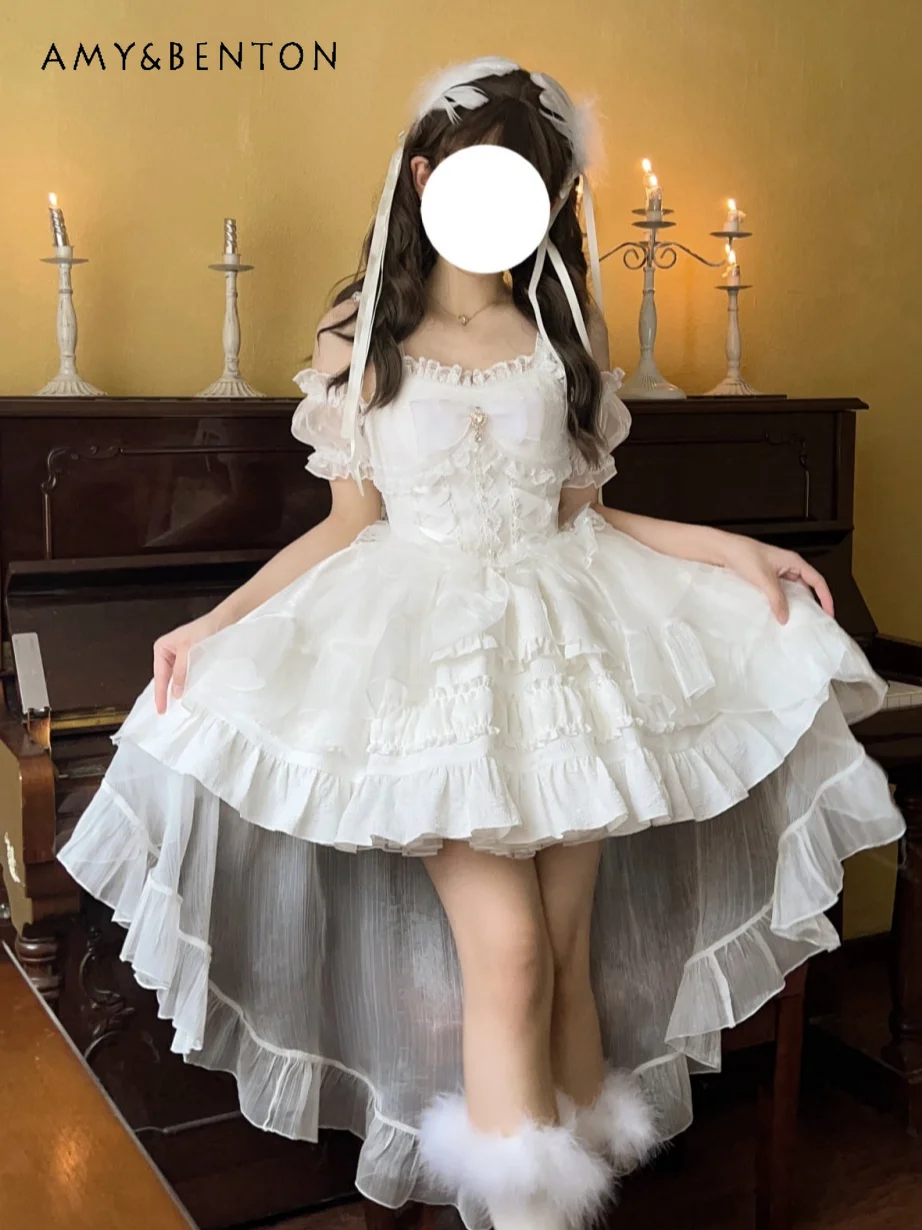 Женское платье на бретелях романтичное приталенное в стиле лолита