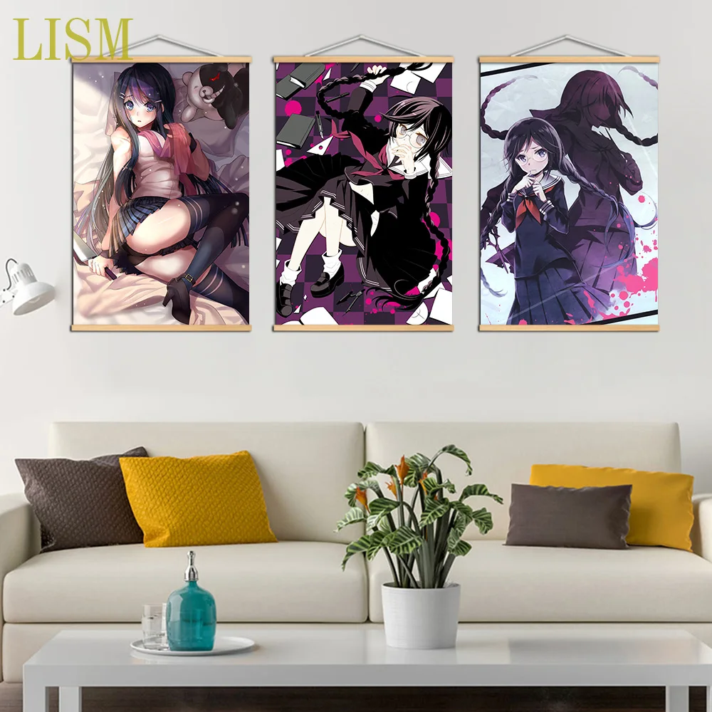 Danganronpa Fukawa Touko Anime Poster manga picture with solid wood hanging scroll for canvas painting |